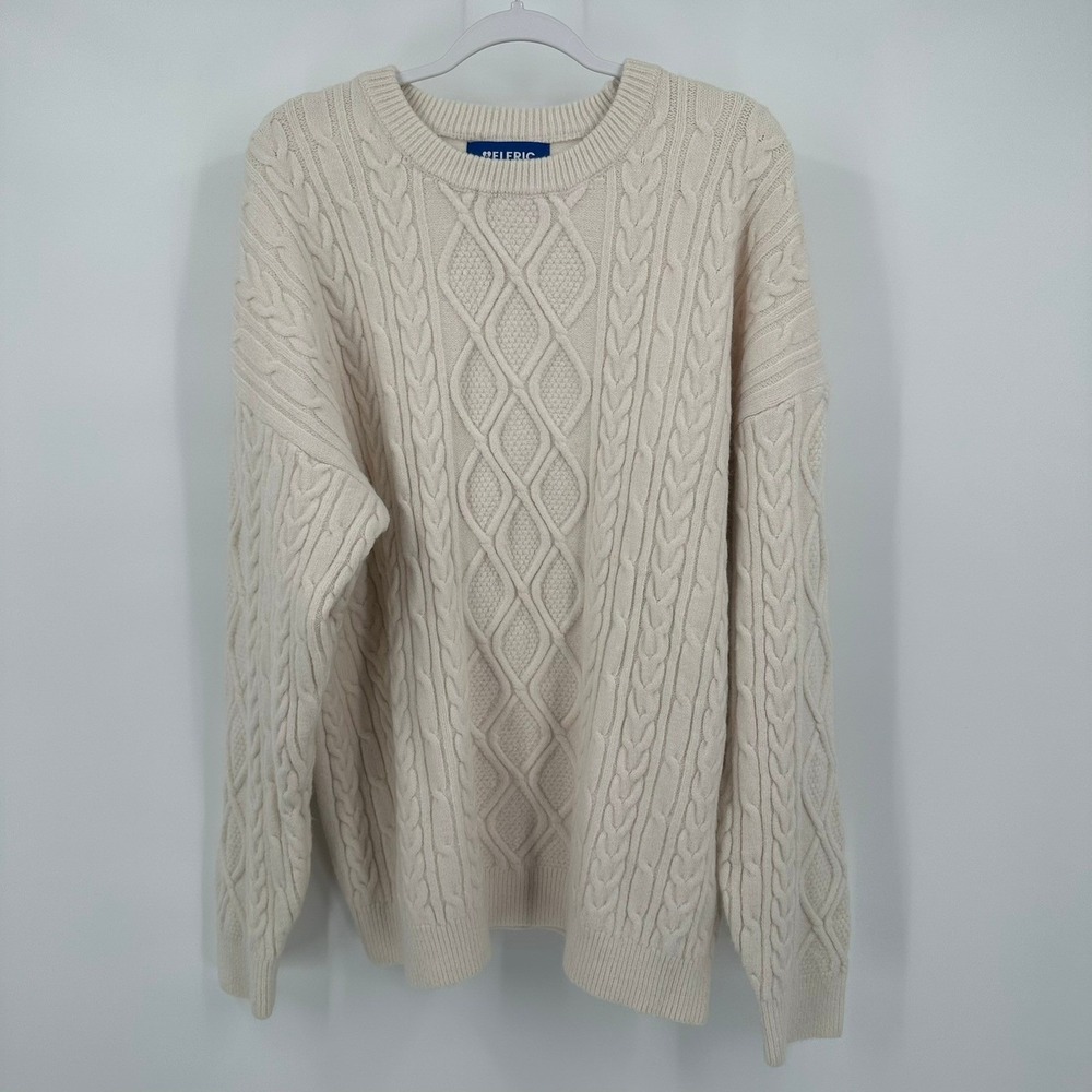 Elfric Eden Mens Cable Knit Fisherman Sweater Sz XXL Nautical Preppy New England